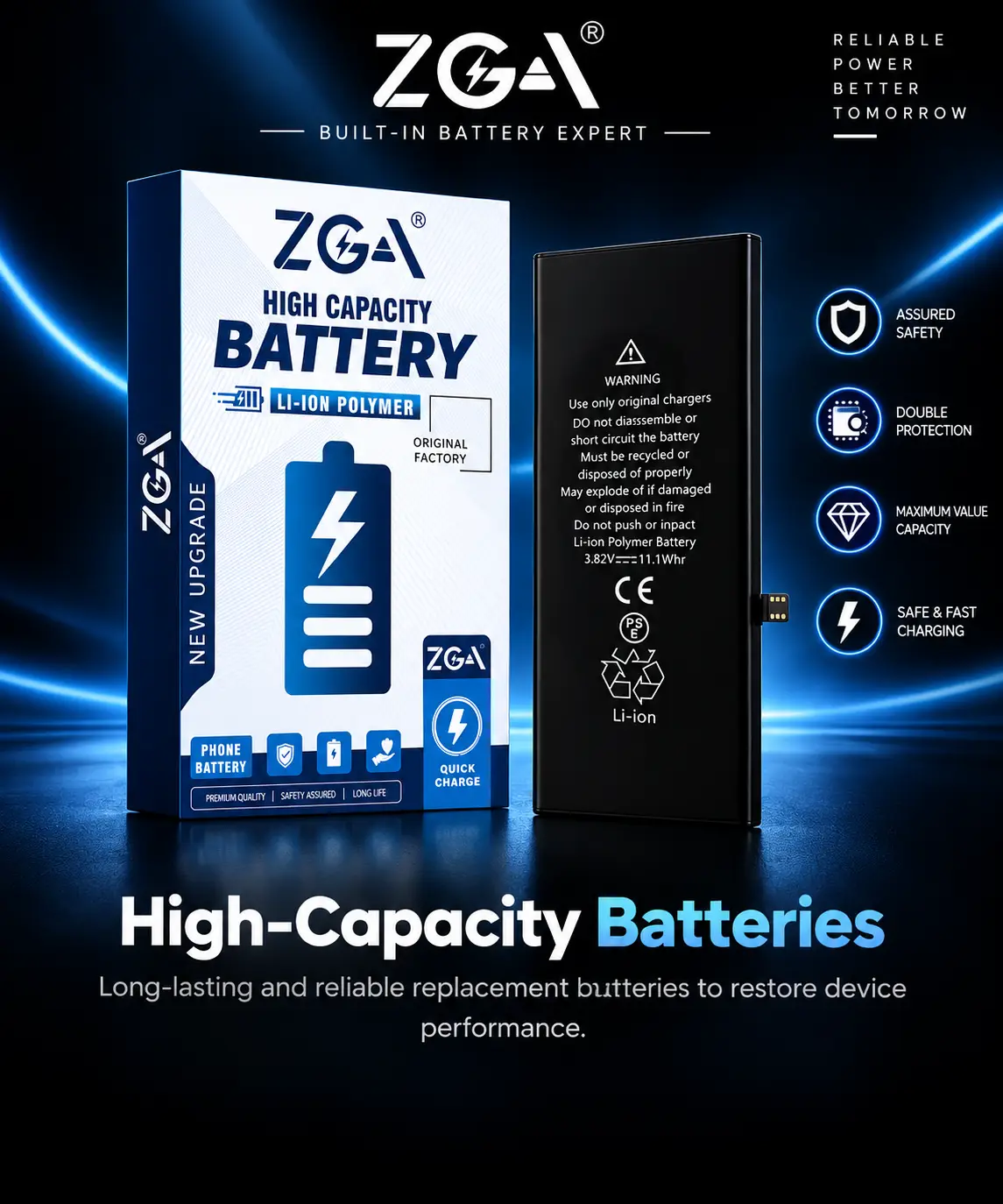 ChatGPT Image Sep 21, 2026, 03_51_57 PM Replacement Battery Cell Only for iPhone – No BMS | Model-Wise Selection - Image 1